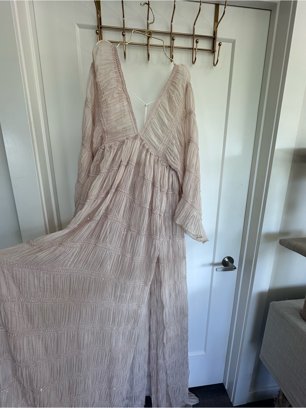 YEWEN Maternity Bohemian Maternity or Wedding Dress in Blush Fits Size S-L - Picture 12 of 16
